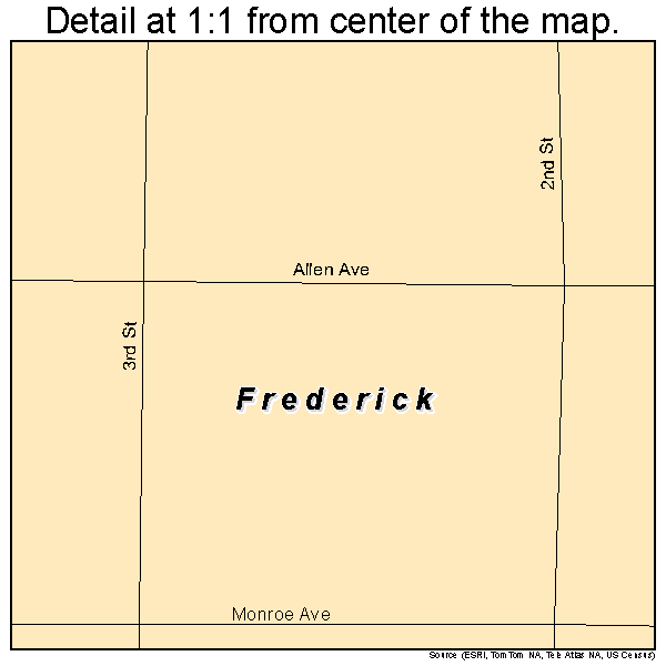 Frederick, Kansas road map detail