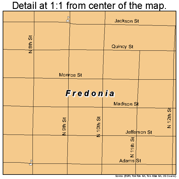 Fredonia, Kansas road map detail