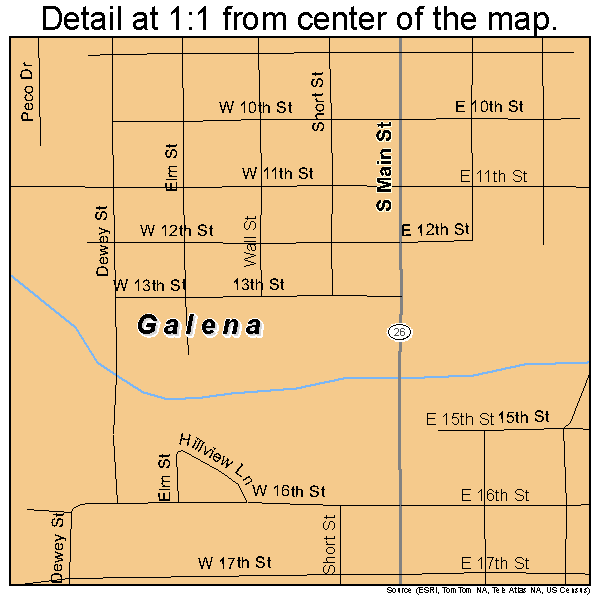 Galena, Kansas road map detail