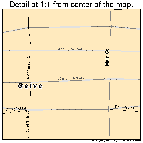 Galva, Kansas road map detail