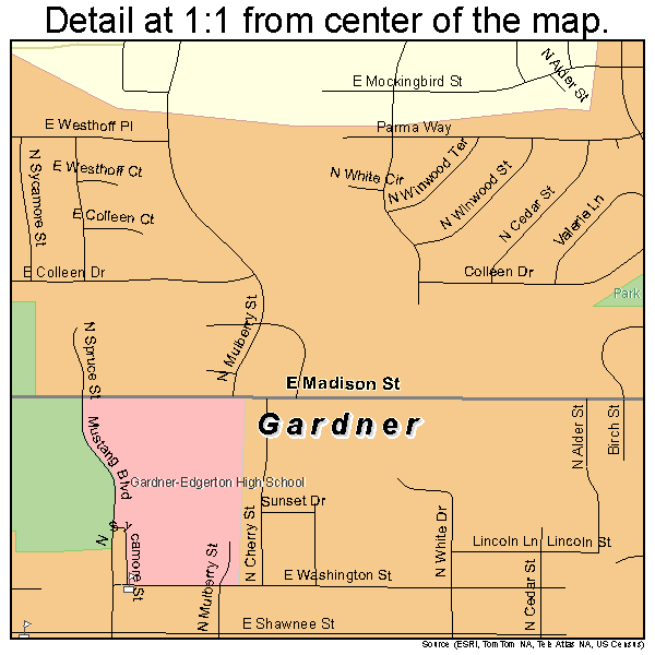 Gardner, Kansas road map detail