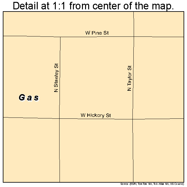 Gas, Kansas road map detail