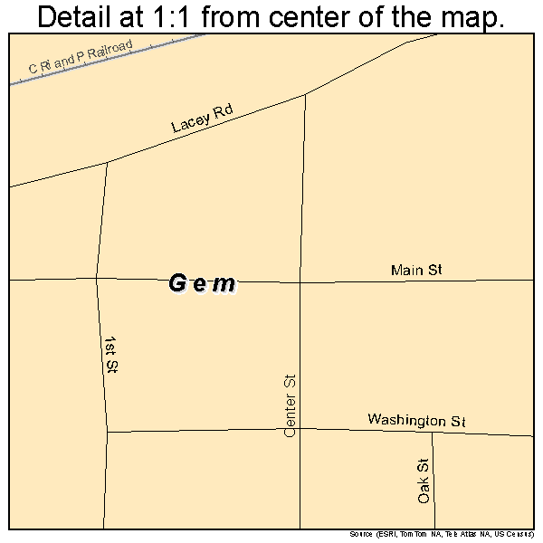 Gem, Kansas road map detail