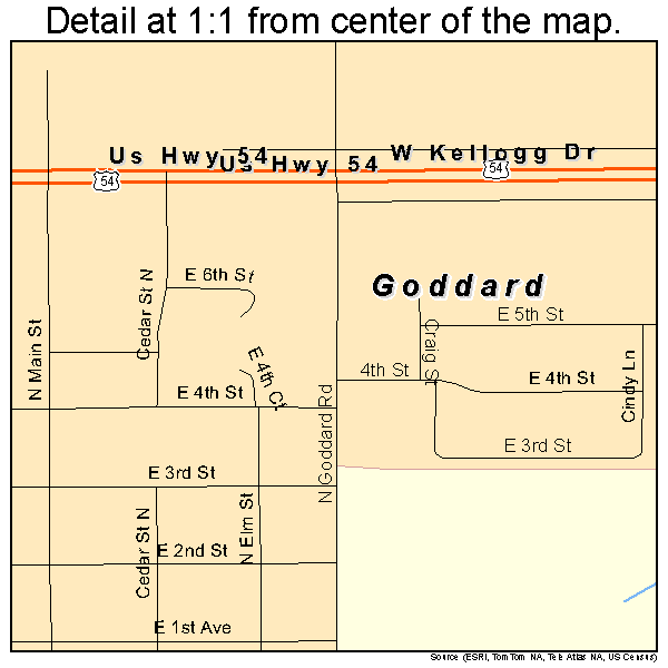 Goddard, Kansas road map detail