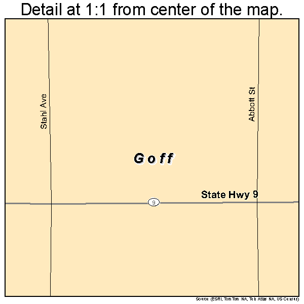 Goff, Kansas road map detail