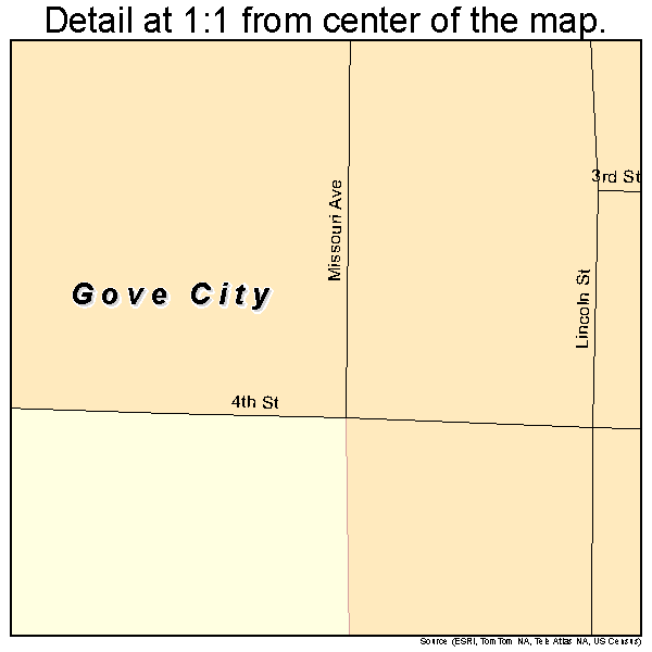 Gove City, Kansas road map detail