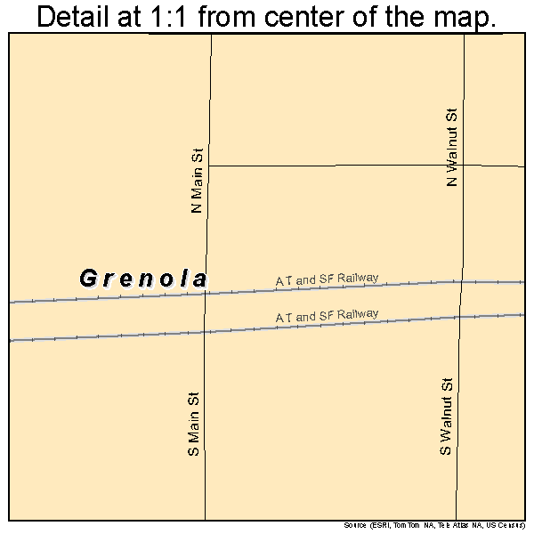 Grenola, Kansas road map detail