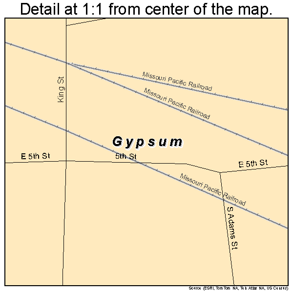 Gypsum, Kansas road map detail