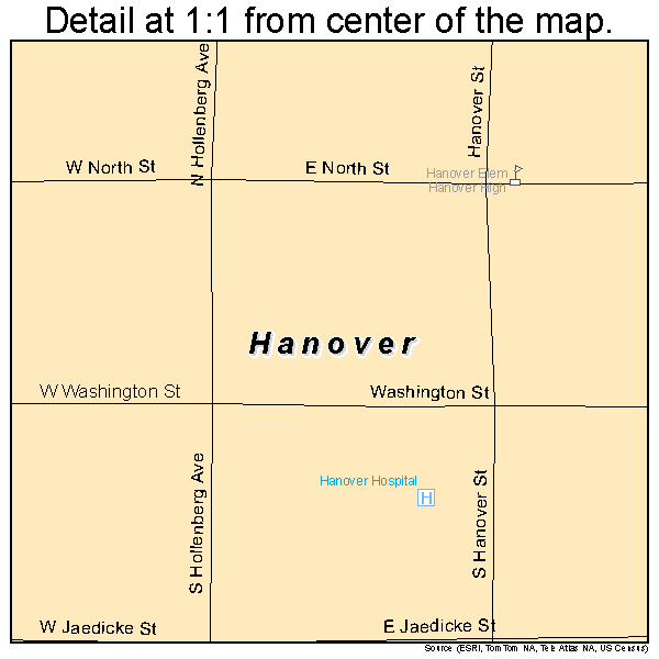 Hanover, Kansas road map detail