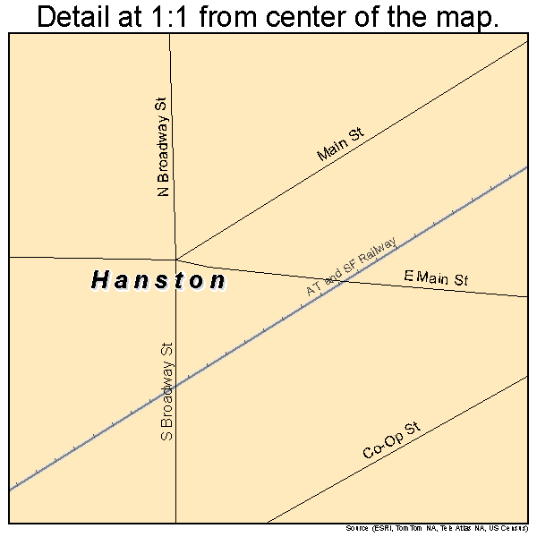 Hanston, Kansas road map detail