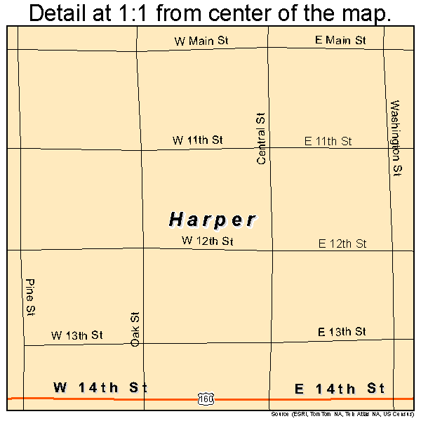 Harper, Kansas road map detail