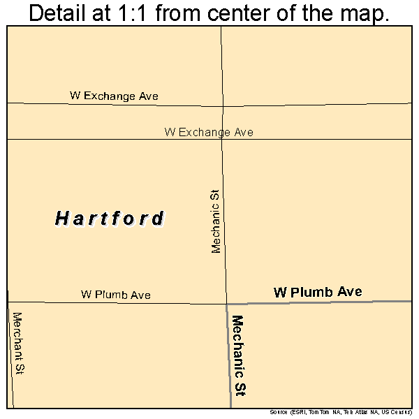 Hartford, Kansas road map detail