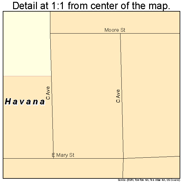Havana, Kansas road map detail