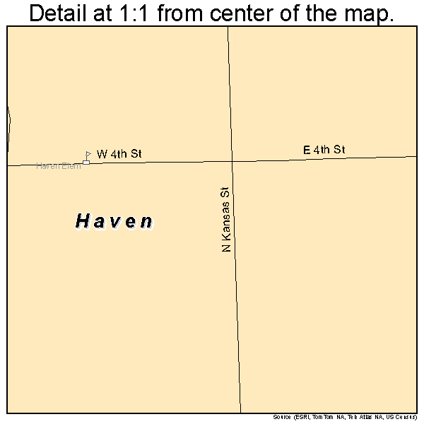 Haven, Kansas road map detail