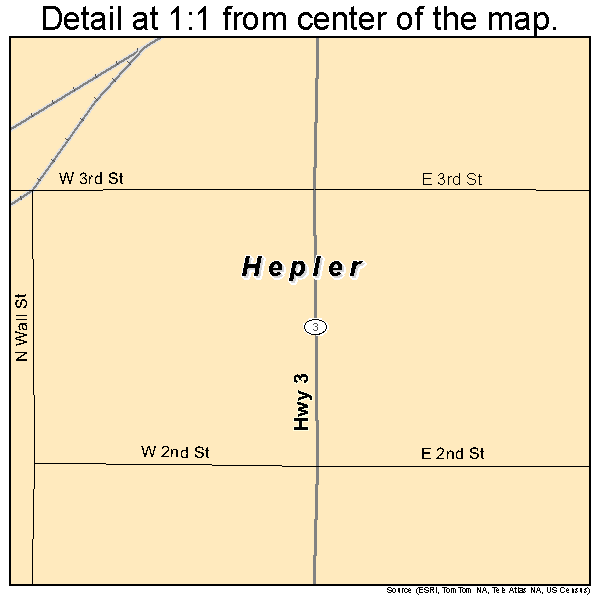 Hepler, Kansas road map detail