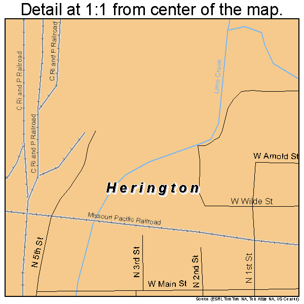 Herington, Kansas road map detail