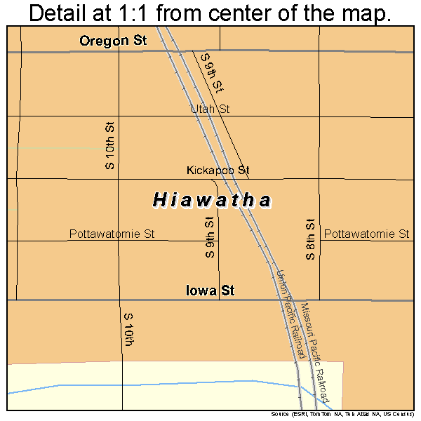 Hiawatha, Kansas road map detail