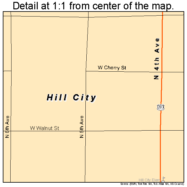 Hill City, Kansas road map detail