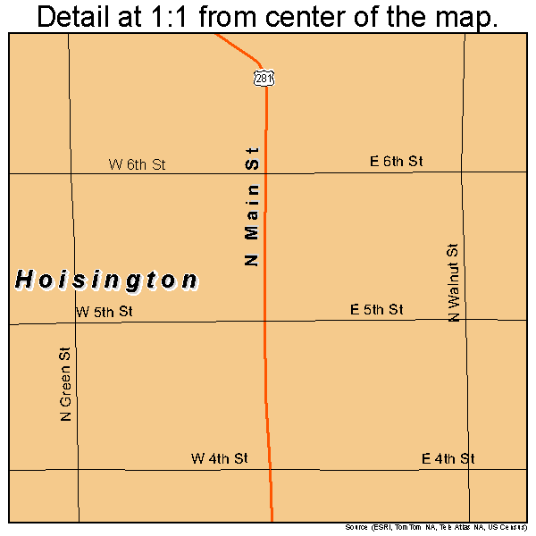 Hoisington, Kansas road map detail