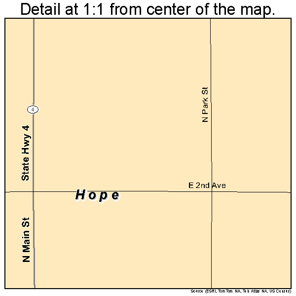 Hope, Kansas road map detail