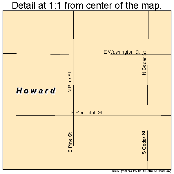 Howard, Kansas road map detail