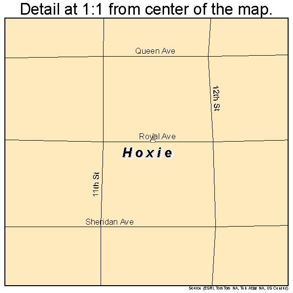 Hoxie, Kansas road map detail