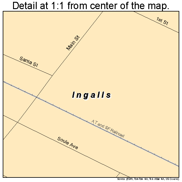 Ingalls, Kansas road map detail