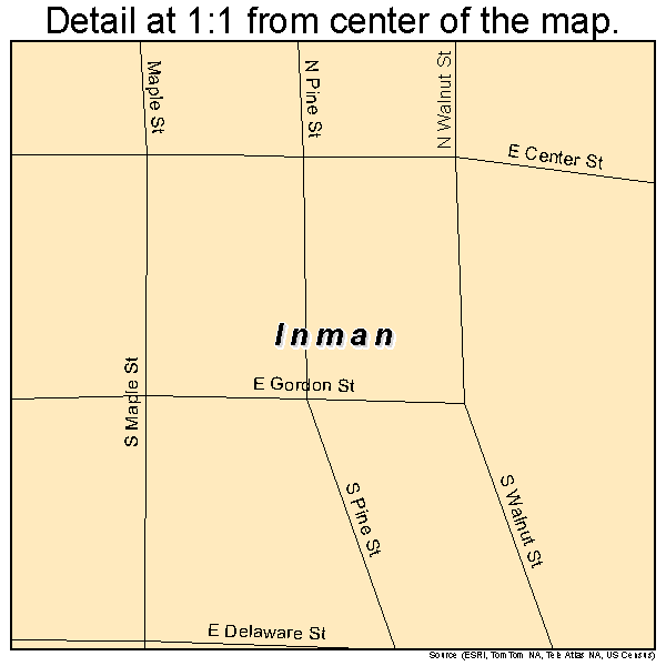 Inman, Kansas road map detail