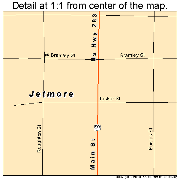 Jetmore, Kansas road map detail