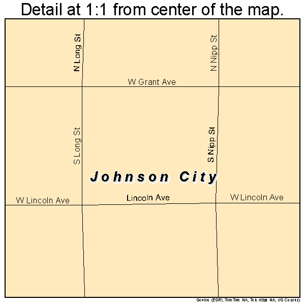 Johnson City, Kansas road map detail