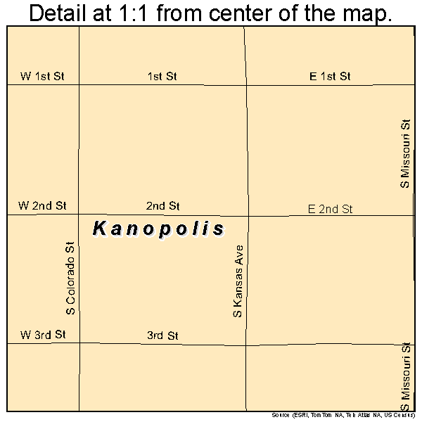 Kanopolis, Kansas road map detail