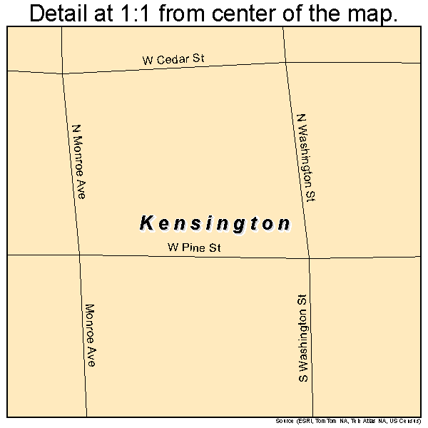 Kensington, Kansas road map detail