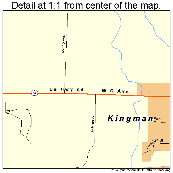 Kingman, Kansas road map detail