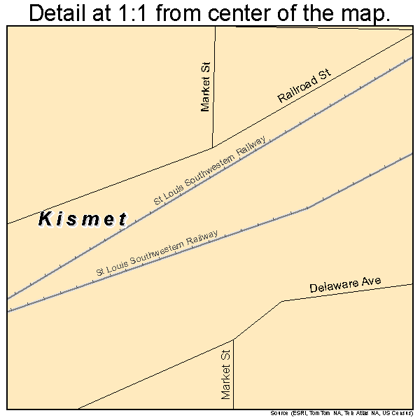 Kismet, Kansas road map detail