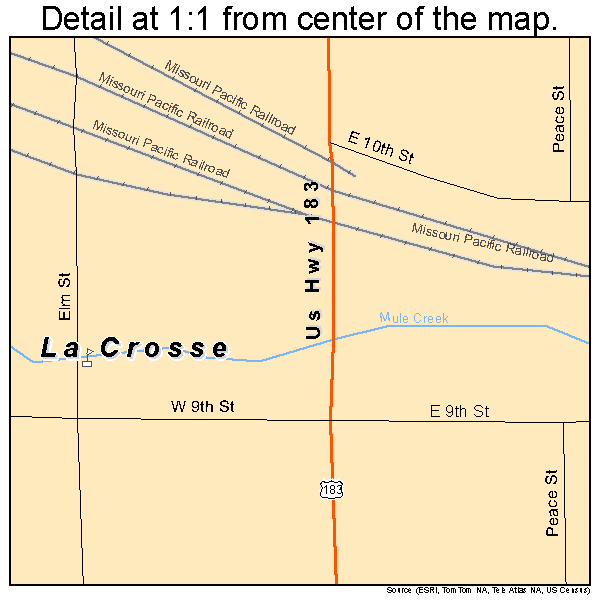 La Crosse, Kansas road map detail