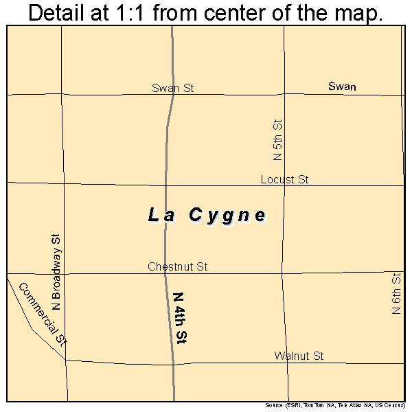 La Cygne, Kansas road map detail