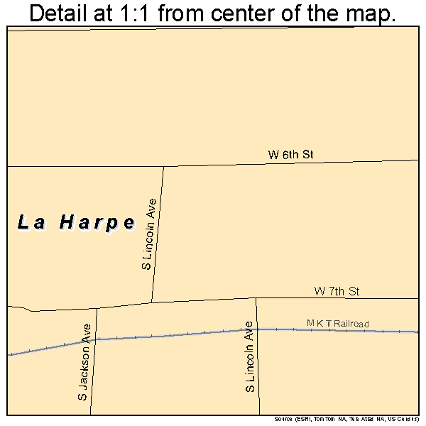 La Harpe, Kansas road map detail