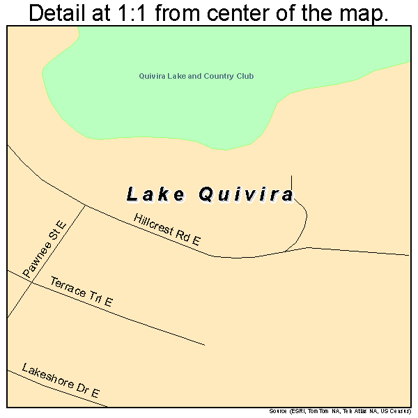 Lake Quivira, Kansas road map detail