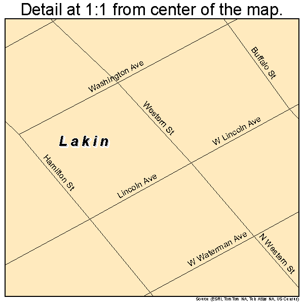 Lakin, Kansas road map detail