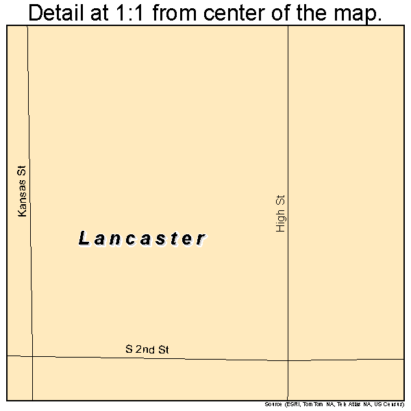 Lancaster, Kansas road map detail