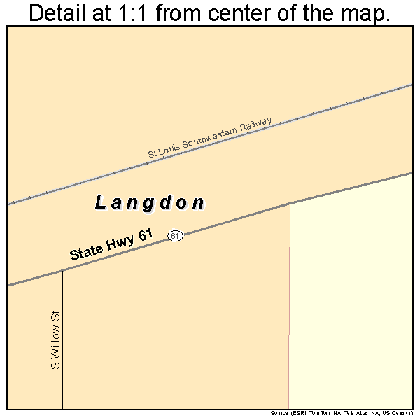 Langdon, Kansas road map detail