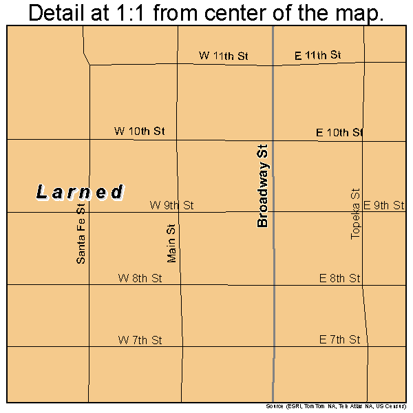 Larned, Kansas road map detail