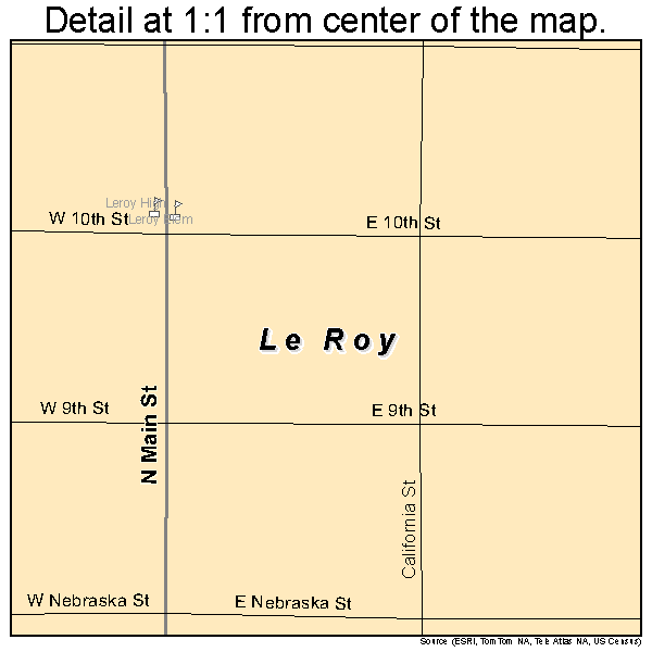 Le Roy, Kansas road map detail