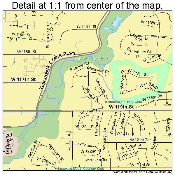 Leawood, Kansas road map detail