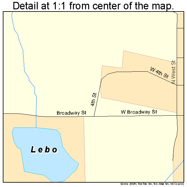 Lebo, Kansas road map detail