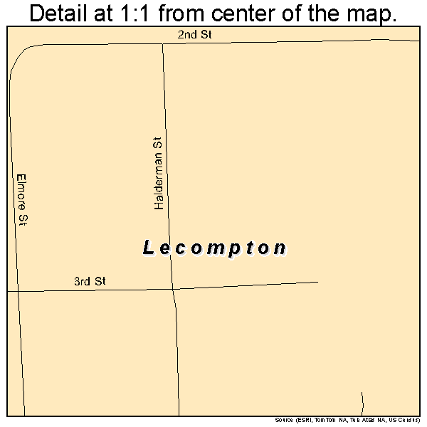 Lecompton, Kansas road map detail