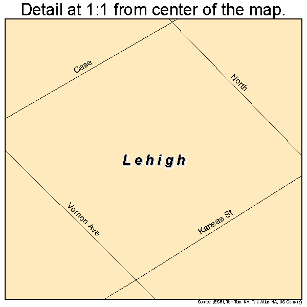 Lehigh, Kansas road map detail