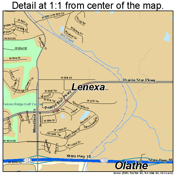 Lenexa, Kansas road map detail