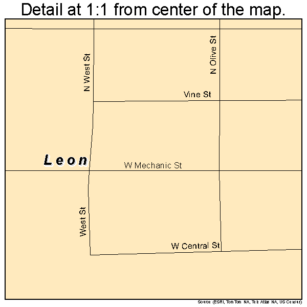 Leon, Kansas road map detail