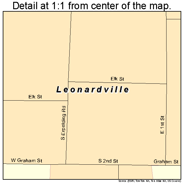 Leonardville, Kansas road map detail